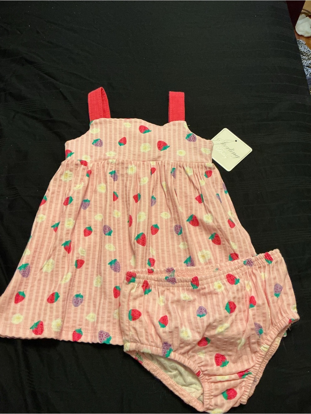 Girls Pink Strawberry Sundress with Bloomer - Unknown Brand
